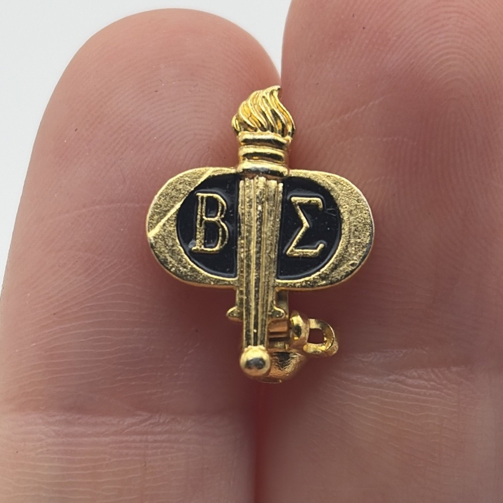 Beta Sigma Fraternity Brotherhood Gold Tone Lapel Hat Pin Tiny
